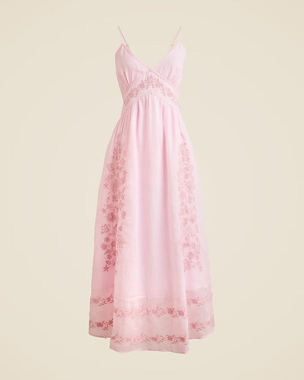 J.Crew Embroidered Tank Midi Dress In Ramie - 2